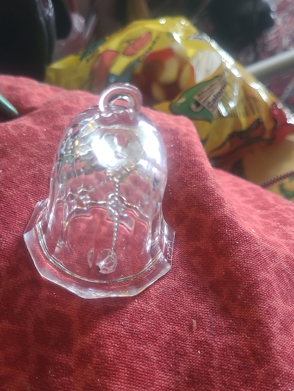 Goebel Clear Glass Bell Ornament with Faceted Clapper